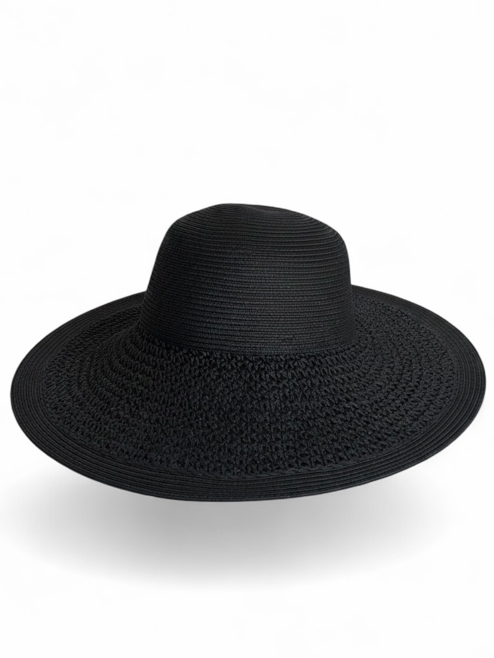 J.Crew Black Wide-Brim Straw Hat Packable NWOT Summer•Vacation• Resortwear